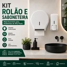 Kit Suporte Rolão Papel Higiênico + Saboneteira | Banheiro Parede Comércio Clínica