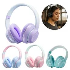 Fone Ouvido Bluetooth 5.3 Sem Fio Luz Led Cabo P2 Microfone Embutido Redução Ruído Colorido Moderno Ajustável Grande
