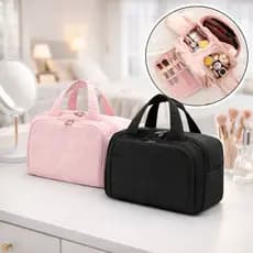 Necessaire Frasqueira Viagem Tecido Grande Capacidade Compartimentos Maquiagem Cosméticos