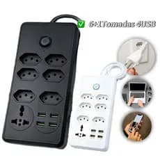 Régua Filtro de Linha com 4 Tomadas Extensão Elétrica 3 USB Bivolt 10A 110v/220v Cabo de 2 Metros