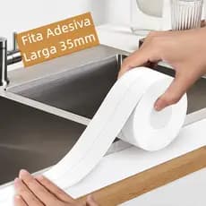 Fita Adesiva Vedação PVC Impermeável Banheiro Pia Antimofo Parede Selante Tape Larga Autoadesiva Branco Vaso Sanitário