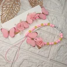 ✨ Kit Tiara Jardim Encantado + Prendedor de Chupeta – Luxo com Borboletas, Pérolas e Strass ✨