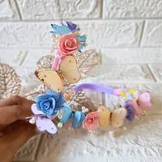 Tiara Luxo Infantil Jardim Encantado Multicolorida 🎀 Faixinha trançada e Arco encapado By Laçaroteca