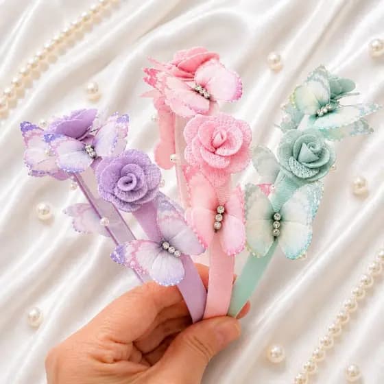 Tiara Jardim Encantado Delicada Borboleta Rajada Luxo Arco ou Faixa Infantil Várias Cores Menina festa