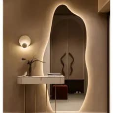 Espelho Grande Corpo Inteiro Lapidado Orgânico Decorativo Luxo com Led -Br