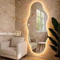 Espelho Com Led Grande Corpo Inteiro Touch Screen Sala Quarto Organico -Br