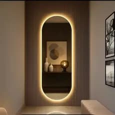 Espelho Grande Corpo Inteiro Lapidado S/moldura Designer Oval 110X40cm Luxo -Br