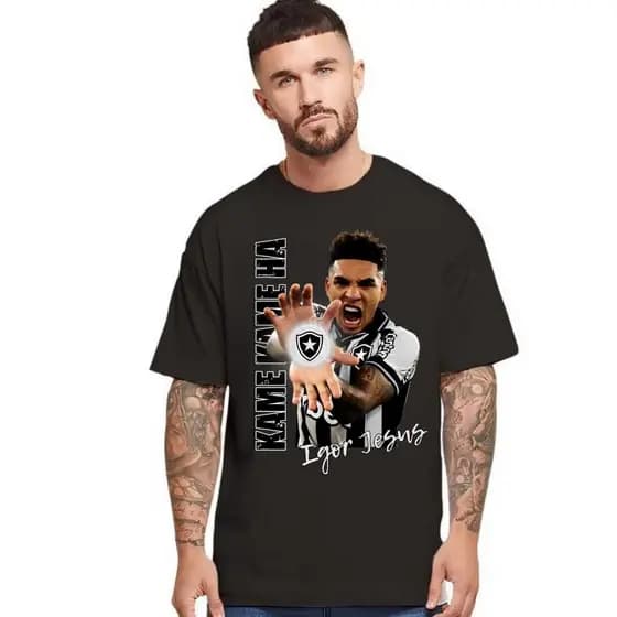 Camiseta Camisa Algodão Plus Time Futebol Botafogo GLORIOSO jogador igor jesus Adulto ao Plus Size Moda Tr