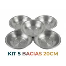 KIT - 5 Bacias em Aluminio Tigela Multiuso Cuba Nº 25 700ml