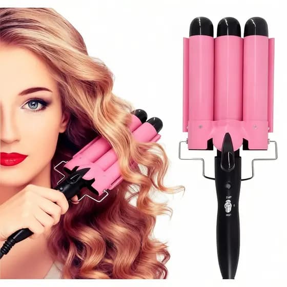 Prancha Triondas Ondulador Formador Triplo 22mm Modelador de Cachos Onda Cabelo Cerâmica 200°C