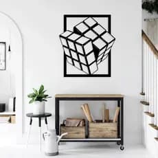 Quadro 3D Cubo Mágico Minimalista – Ilusão Óptica em Preto e Branco