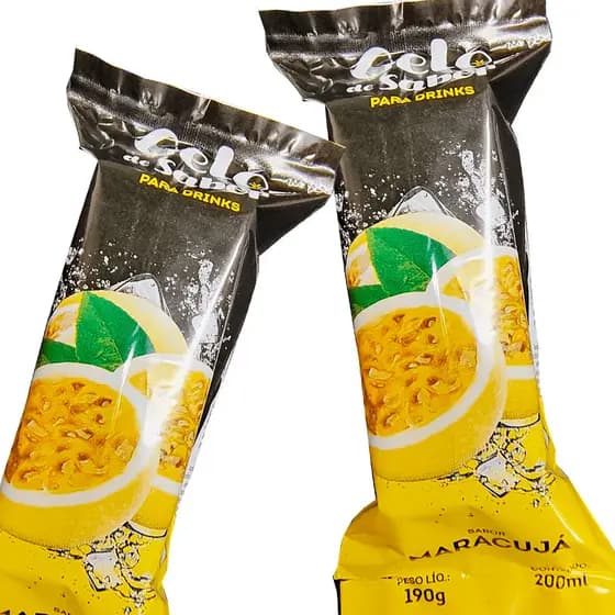 Saco BOPP Metalizado 9x21 para Gelo Saborizado Maracujá 200ml 190g - Embalagem Profissional - 250un