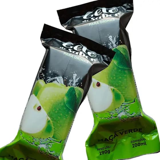 Saco BOPP Metalizado 9x21 para Gelo Sabor Maçã Verde 200ml / 190g - Embalagem Profissional - 250un