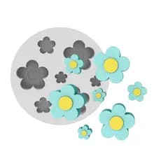 Molde de Silicone 7 Mini Margaridas Lisas Cartum para DIY Lembrancinha Vela Sabonete Resina Gesso
