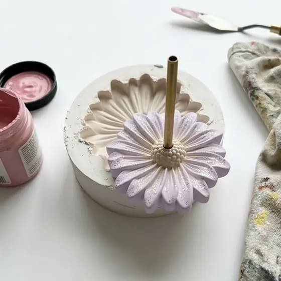 Molde de Silicone Flor de Margarida para DIY Decorar Vela Lembrancinha Decoração Resina Gesso