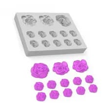 Molde de Silicone 13 Rosas Pequenas Faça Você Mesmo sua Vela Sabonete Resina Biscuit Lembrancinha