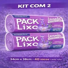 Saco de Lixo Lavanda Perfumado Kit 2 com 80 sacos 34x38 Pia Banehiro Anti Odor