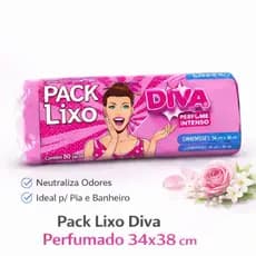 Saco Lixo Perfumado 34x38 cm 80 Sacos Diva Anti Odor Banheiro e Pia
