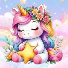 🦄 Adesivo para Mesa Infantil – Tema Unicórnios Fofos 🌈 | Decoração Criativa 50x50cm / 60x60cm - Pronta entrega!!
