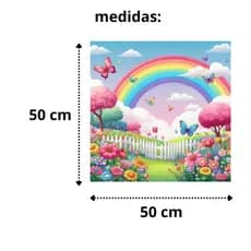 🌸 Adesivo para Mesa Infantil – Tema Jardim das Borboletas 🦋 | 50x50cm e 60x60cm - Pronta entrega, excelente qualidade!
