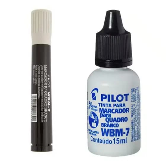 Kit 1 Marcador De Quadro Branco Pilot WBM-7 + 15 ML De Recarga Para Marcador De Quadro Branco WBM-7