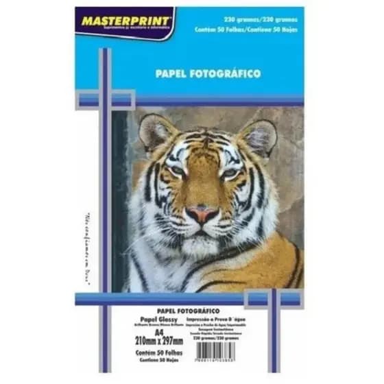 Papel Fotográfico A4 Glossy 230g - 50 Folhas Masterprint Premium Brilho