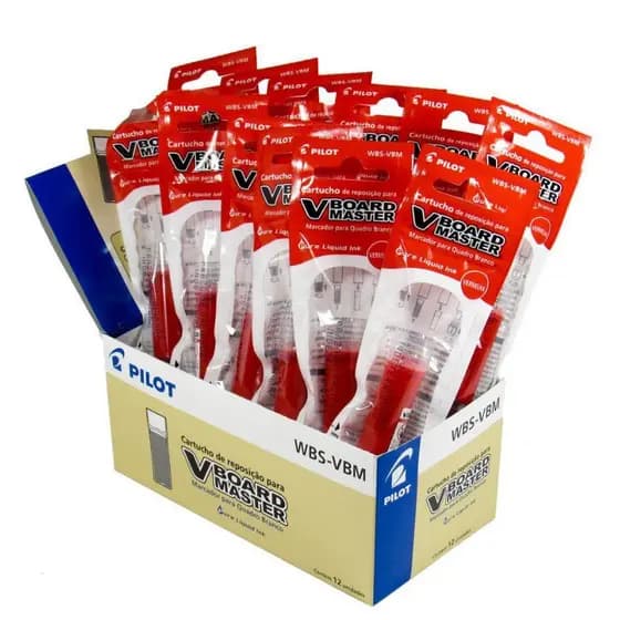 Refil De Tinta Para Pincel De Quadro Branco Pilot Wbs Cx/ 12 Unid Vermelho