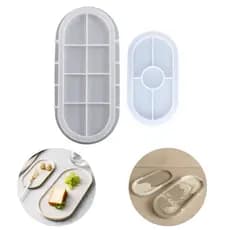 2 Molde Silicone Cinzeiro Oval Bandeja Resina 26cm E 18cm Gesso Cimento Artesanato
