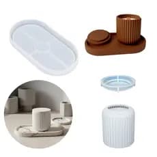 Conjunto Moldes Silicone Porta Jóias Bandeja e Pote Riscado para Lembrancinhas