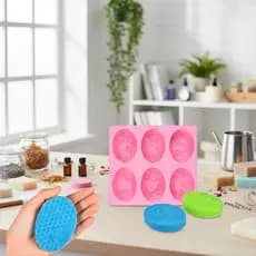 Molde De Silicone P/ Sabonete 6 Cavidades Formatos Oval Liso Desenhos Sabão Saboaria