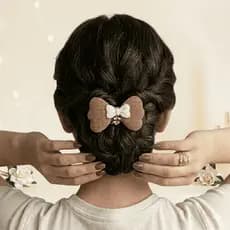 Kit Elásticos de Cabelo com Laço Acolchoado e Cristais – Xuxinha de Luxo Tons Terrosos e Bege Chic