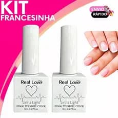 Esmalte em Gel Real Love Kit Francesinha Renda e Branco Longa Duração e Brilho Intenso