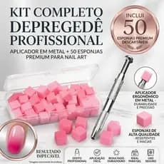 Kit Esfumado Unhas Nail Art Aplicador Metal + 50 Esponjas Descartáveis Degradê Gel Profissiona