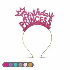 Tiara Aniversário Princesa Glitter Brilhante | Acessório Festa Infantil Menina Birthday Princess