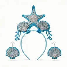 Tiara Arco Sereia Fundo do Mar com Glitter Acessório Fantasia Carnaval