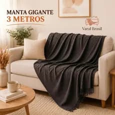 Manta 3,00M x 1,80M Sofá King Grande Grossa Decoração Elegante Sala Protetora Decorativa Colcha