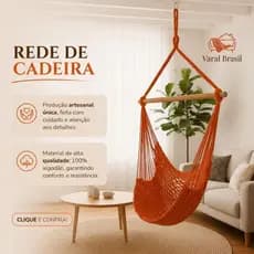 Rede Cadeira Balanço Descanso Teto Suspensa Trançada Reforçada Varias Cores