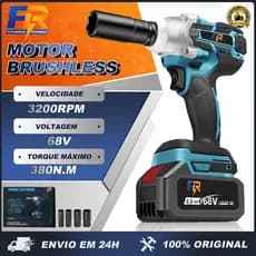 Chave de Impacto Elétrica Sem Fio Com 68V Bateria  Motor Brushless 4 Pecas Soquetes