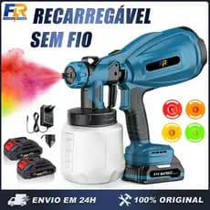 Pistola de Pintura Elétrica Portátil Sem Fio 21V Bateria Recarregável Pulverizador 800ml