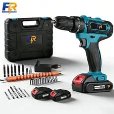 Parafusadeira Furadeira de Impacto Elétrica Sem Fio 48V 2 Baterias 3 funções Kit Completo Acessórios