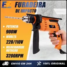 Furadeira de Impacto Parafusadeira Profissional 110V/220V 13mm 900w Alta Potência