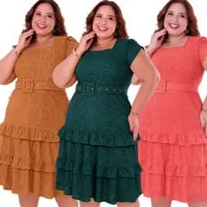 Vestido Longo Plus Size Com Forro Laise Festa