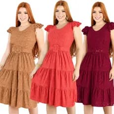 Vestido Midi Forrado Moda Cristã - Evangélica Tecido Leise