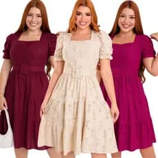 Vestido Feminino Soltinho  Evangélico Sofisticado Saia Três Marias