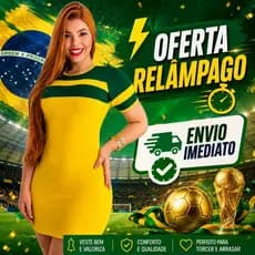 Vestido Feminino Colado Curto Manguinha Brasil Casual Arrase na Copa 2026