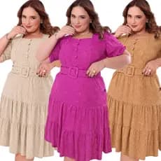 Vestido Feminino Plus Size Evangélico Sofisticado – Saia Três Marias com Cinto Ajustável
