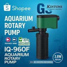 Bomba para Aquário Kintons IQ-960F 3.8W | Filtro Silencioso c/ Oxigenação | 30% Economia de Energia | Água Doce e Salga