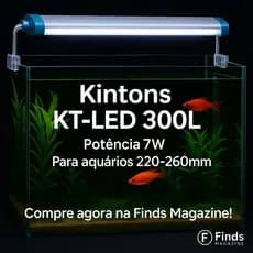 Luminária LED p/ Aquário Kintons 300L 7W – Luz Forte p/ Plantado e Peixes | 22-26cm
