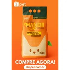 Areia para Gato Mandii 2,6kg 🌿 Super Premium Mandioca Natural Biodegradável Alta Absorção Controle Odores