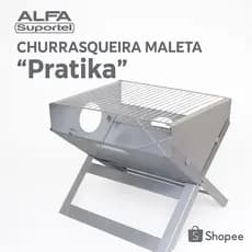 Churrasqueira Maleta Pratika Alfa Suportel Aço Zincado Dobrável Portátil Resistente para Camping e Lazer